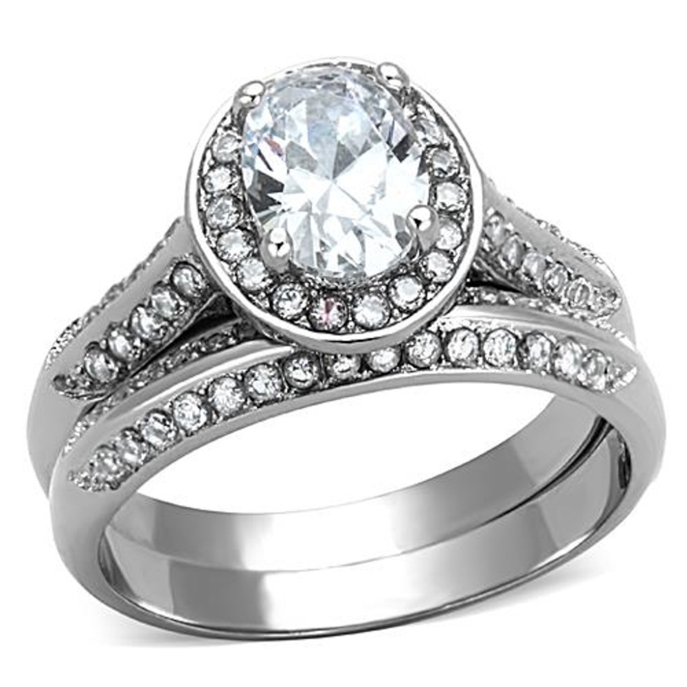 2.65 Ct Zirconia  Stainless Steel Wedding Ring Set